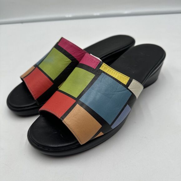 ICON LOS ANGELES Wedge Sandals - Wearable Art Shoes Size 8 1/2 M Color Blocks - Picture 1 of 6